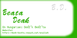 beata deak business card